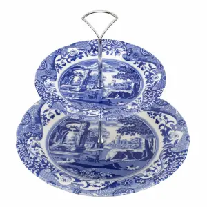 Spode Blue Italian 2 katlı Kek Servis