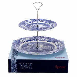 Spode Blue Italian 2 katlı Kek Servis