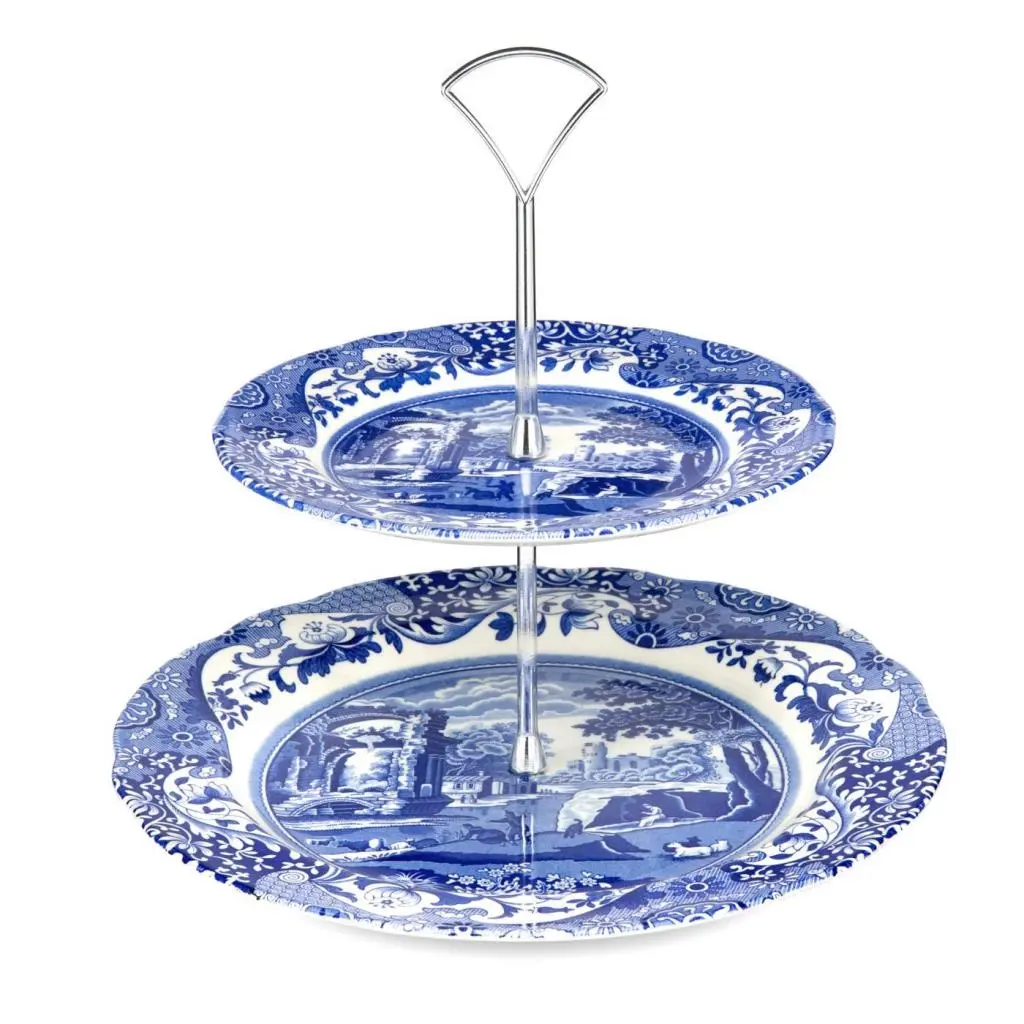 Spode Blue Italian 2 katlı Kek Servis