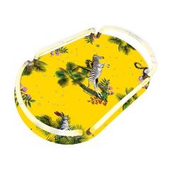 Wonderland Sarı Zebra Oval Pleksi Tepsi