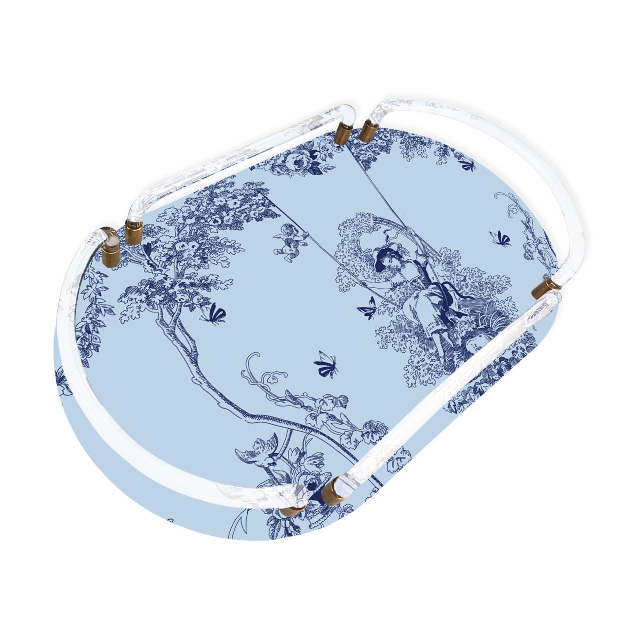 Timeless Collection Mavi Oval Pleksi Tepsi