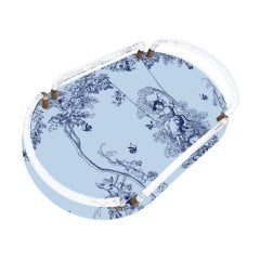 Timeless Collection Mavi Oval Pleksi Tepsi