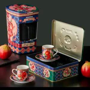 Chiara Alessi Capri Mavi Yeşil Porselen Kahve Fincan Seti 120 Ml