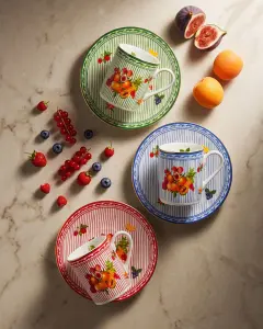 Chiara Alessi Kırmızı Porselen Kahve Fincan Seti