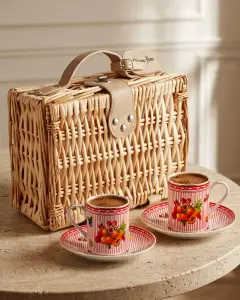 Chiara Alessi Kırmızı Porselen Kahve Fincan Seti