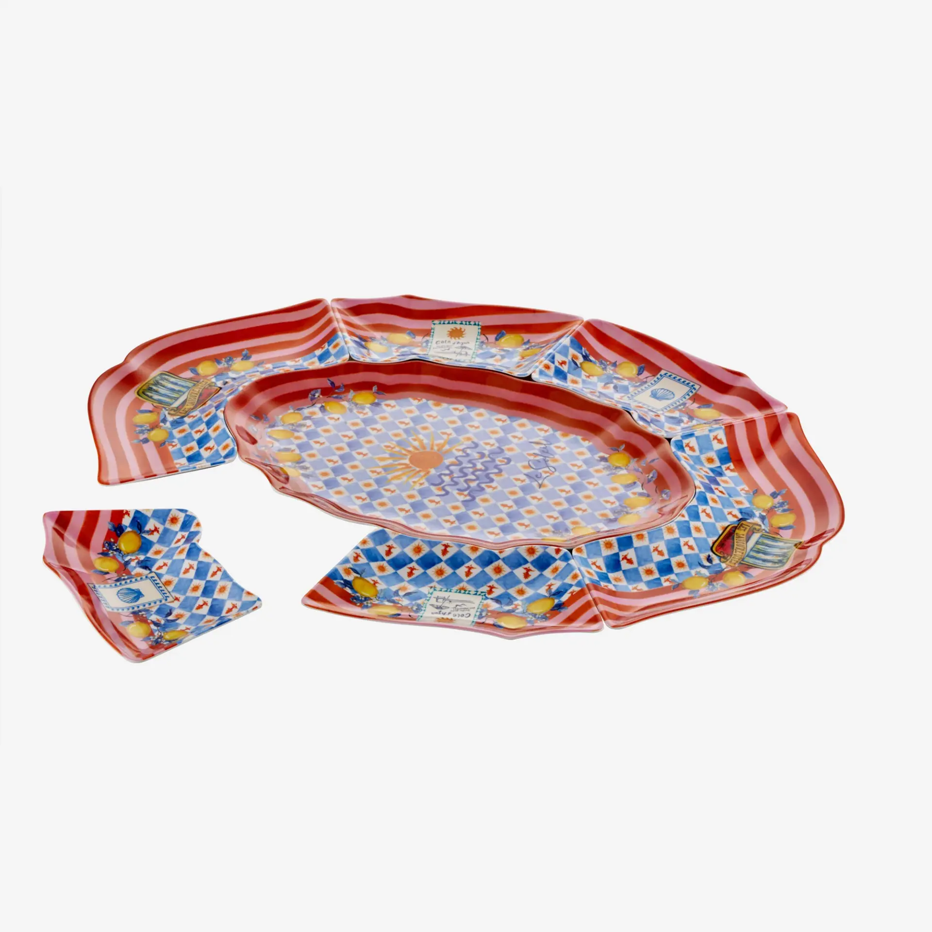 Chiara Alessi Cote D Azur Mavi Melamin Meze Tabağı 7 Parça