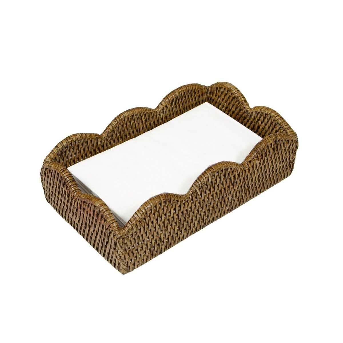 Rattan Dalgalı Kenarlı Misafir Peçeteliği Doğal