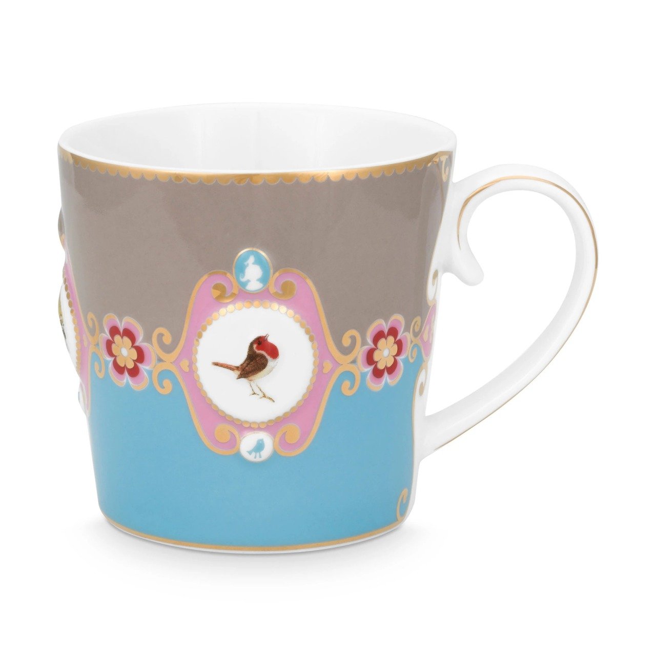 Love Birds Büyük Mug, Mavi / Haki 250 ML