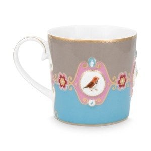 Love Birds Büyük Mug, Mavi / Haki 250 ML