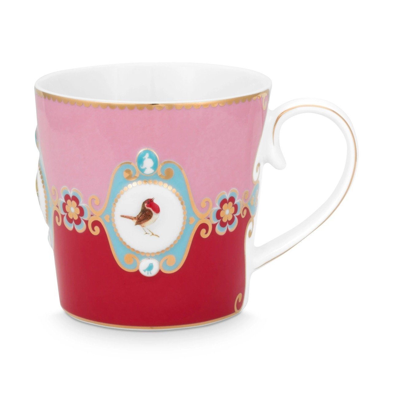 Love Birds Büyük boy Mug, Kırmızı / Pembe 250 ML