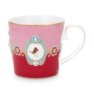Love Birds Büyük boy Mug, Kırmızı / Pembe 250 ML