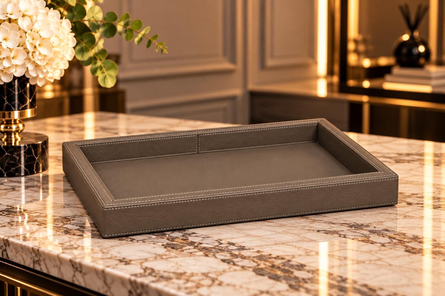 Bej Rengi Dİkdörtgen Sunum Tepsisi 30 x 21 Cm