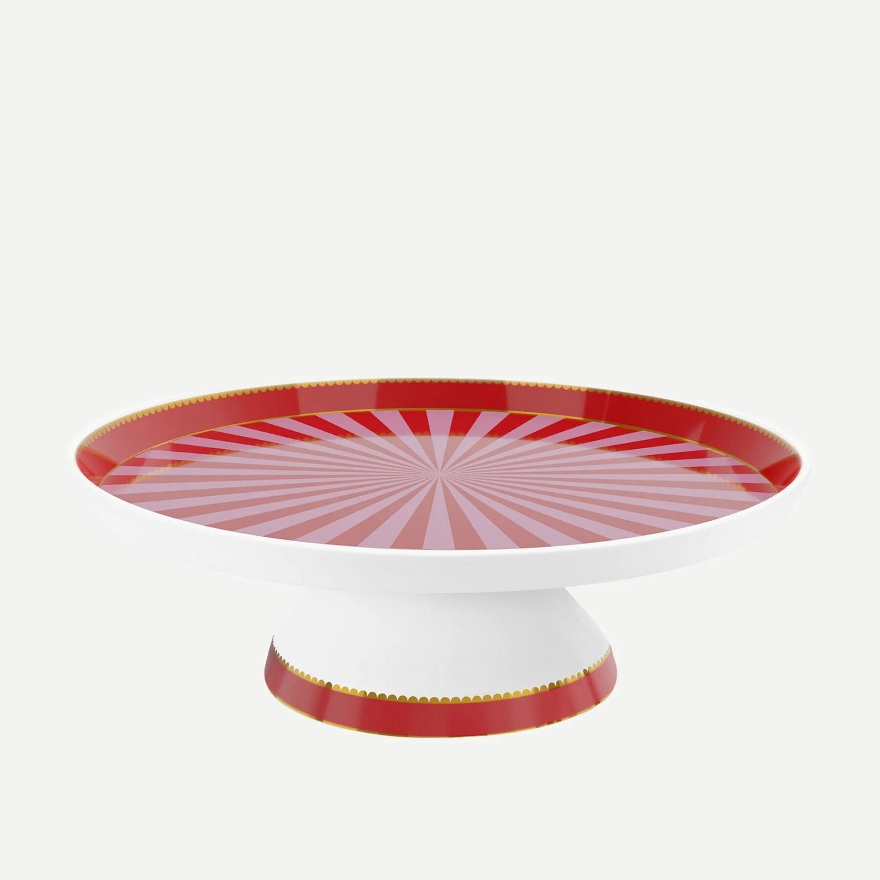 Kırmızı Pembe Porselen Kek Standı 24 cm