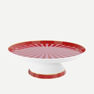 Kırmızı Pembe Porselen Kek Standı 24 cm