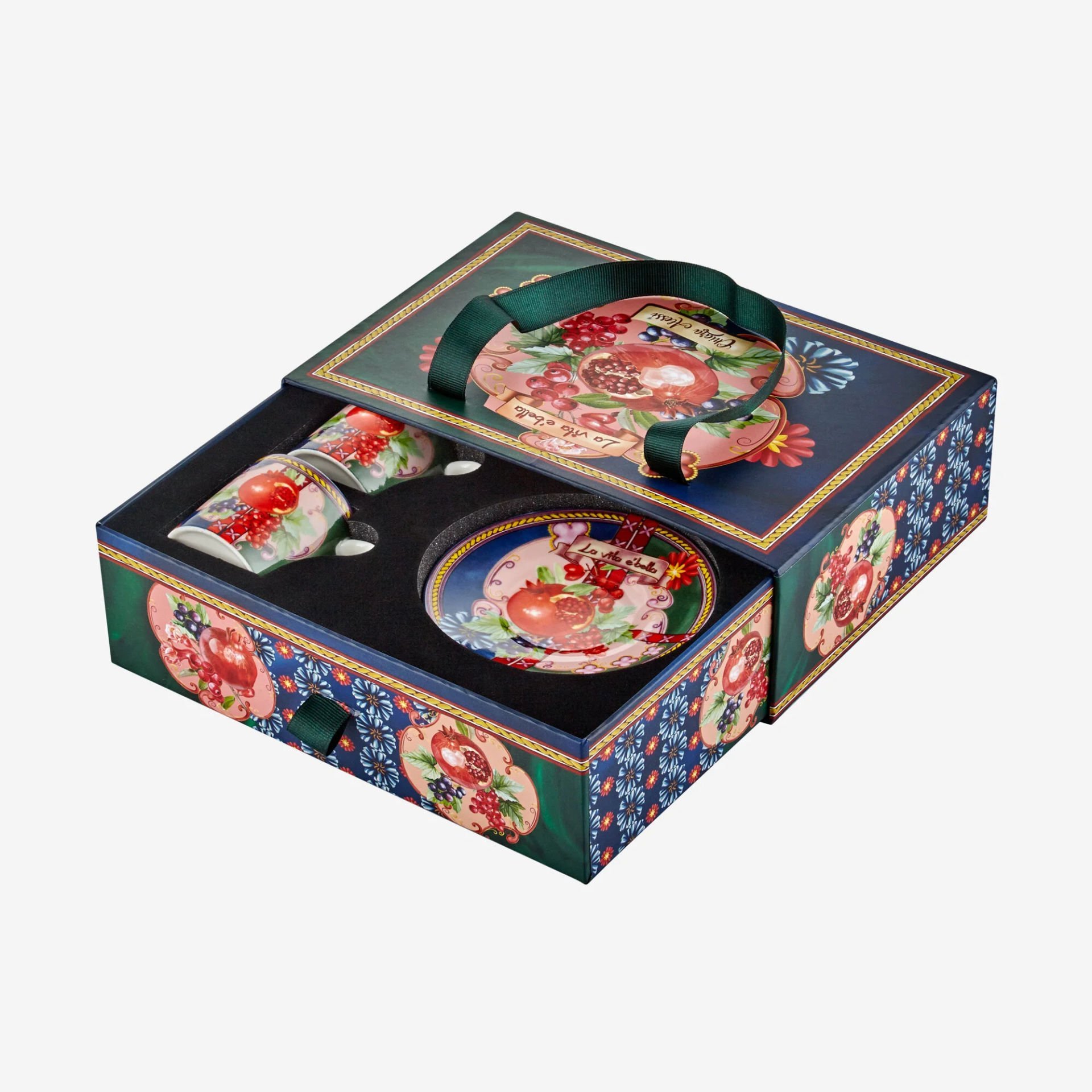 Mavi Yeşil Porselen Kahve Fincan Seti 120 ml