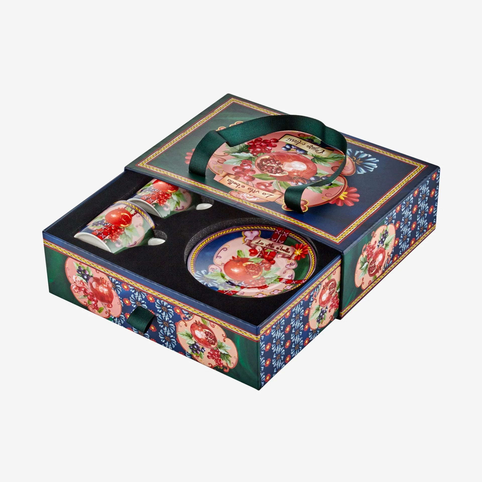 Mavi Yeşil Porselen Kahve Fincan Seti 120 ml