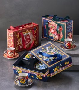 Mavi Yeşil Porselen Kahve Fincan Seti 120 ml