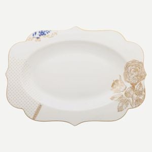 Pip Studio Royal White Mavi Beyaz Porselen Servis Tabağı 40 Cm