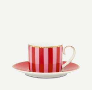 Love Birds Kırmızı Pembe Porselen Kahve Fincanı 125 ml