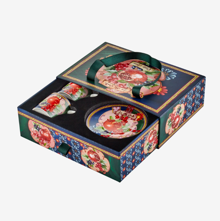 La Vita E'Bella Duo Mavi Yeşil İkili Kahve Fincan Seti