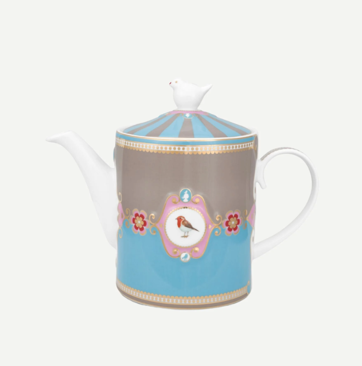Pip Studio Love Birds Mavi Haki Porselen Demlik 1300 Ml