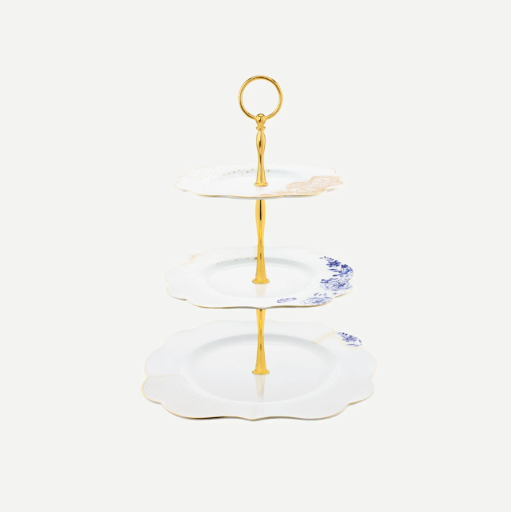 Pip Studio Royal White Mavi Beyaz Porselen 3 Katlı Servis 28 Cm