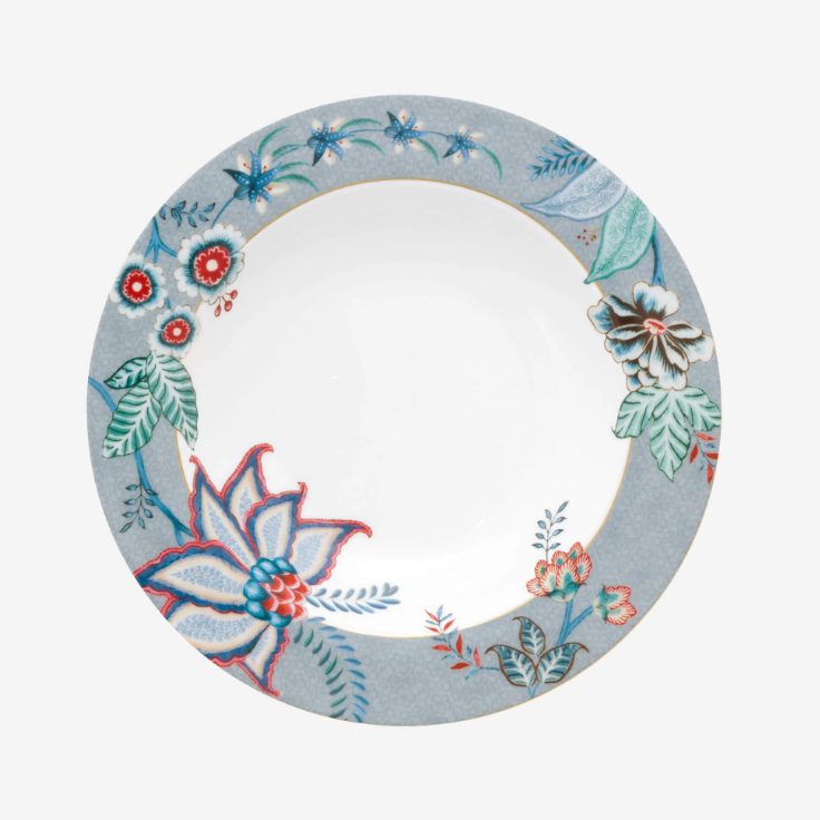 Pip Studio Flower Festival Mavi Porselen Çukur Tabak 21,5 Cm