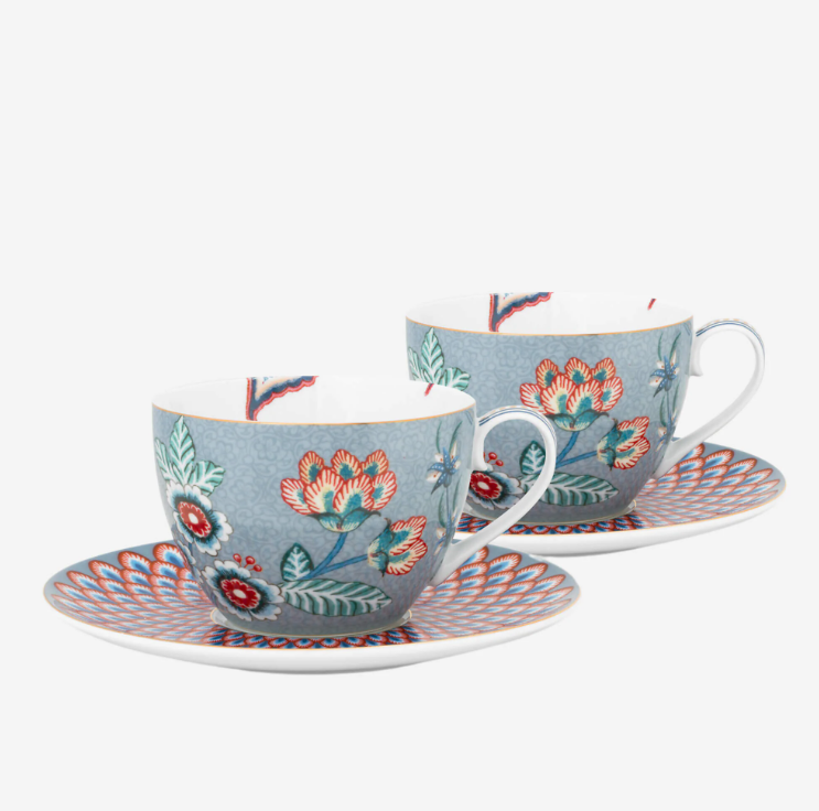 Pip Studio Flower Festival Mavi Porselen Çay Fincan Seti 280 Ml