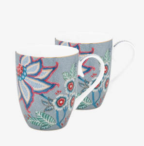 Pip Studio Flower Festival Mavi Porselen Kupa Seti 350 Ml