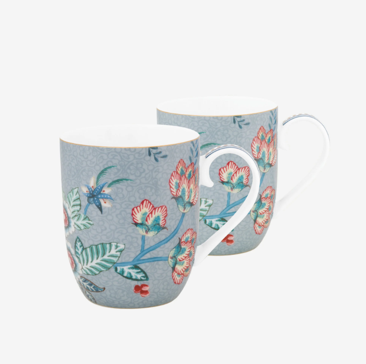 Pip Studio Flower Festival Mavi Porselen Kupa Seti 145 Ml