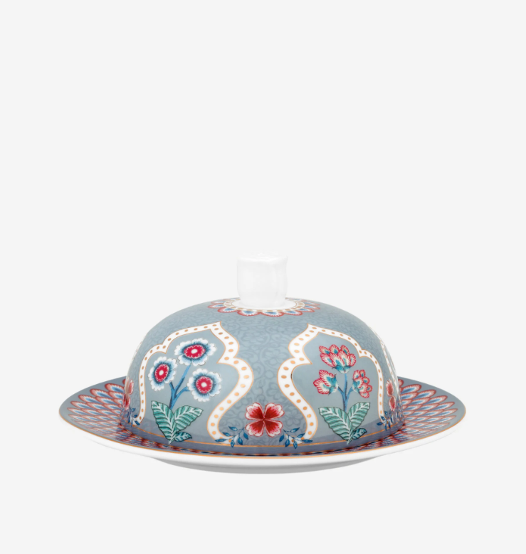 Pip Studio Flower Festival Mavi Porselen Tereyağlık 17 Cm