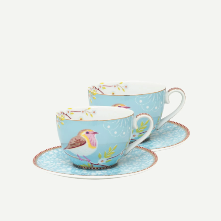 Pip Studio Early Bird Mavi Porselen Çay Fincan Seti 280 Ml