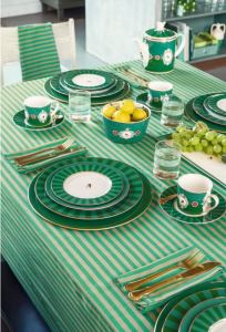 Love Birds Yeşil Çizgili Tabak 17 cm