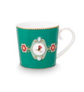 Love Birds Yeşil Madalyon Desenli  Küçük Mug 150 ml
