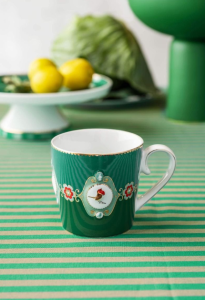 Love Birds Yeşil Renkli Madalyon Desenli Küçük Mug 150 ml