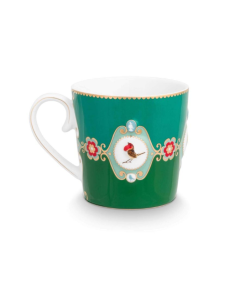 Love Birds Yeşil Renkli Madalyon Desenli Mug 250 ml