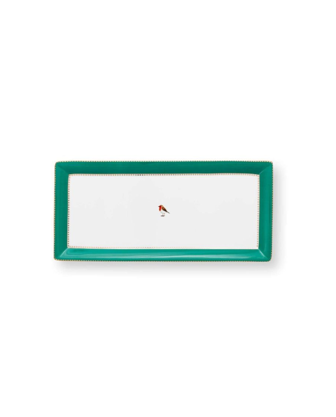 Love Birds Yeşil Servis Tabaği 33.3x15.5cm