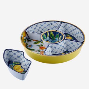 Chiara Alessi Capri Mavi Melamin 5 Bölmeli Servis Tepsisi 39 Cm