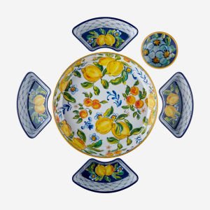 Chiara Alessi Capri Mavi Melamin 5 Bölmeli Servis Tepsisi 39 Cm