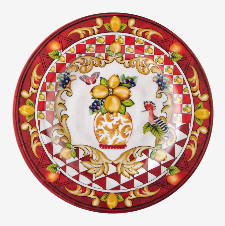 Chiara Alessi Capri Kırmızı Melamin Kahvaltı Tabağı 21,5 Cm