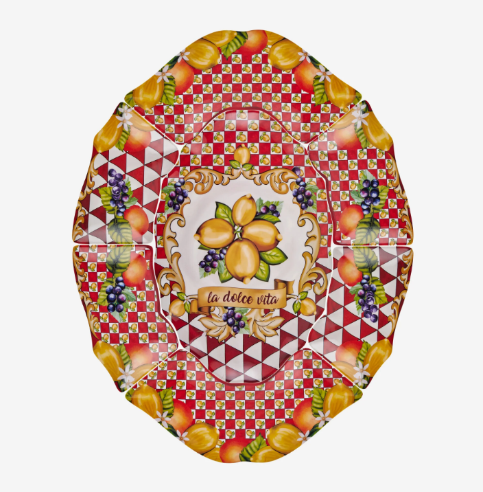 Chiara Alessi Capri Kırmızı Melamin Meze Tabağı 7 Parça