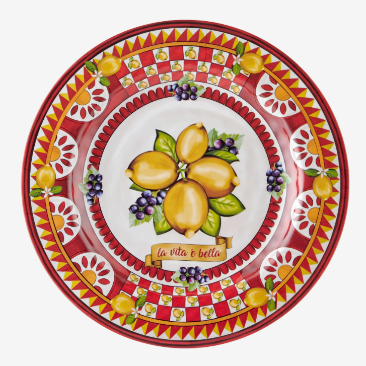 Chiara Alessi Capri Kırmızı Melamin Servis Tabağı 28 Cm