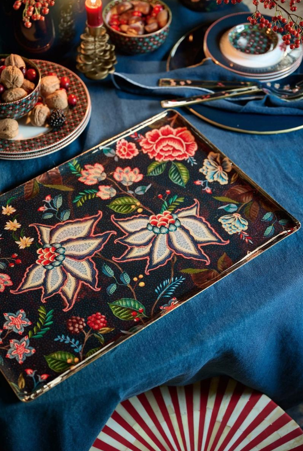 Berry Blues Metal Lacivert Tepsi 48x32cm