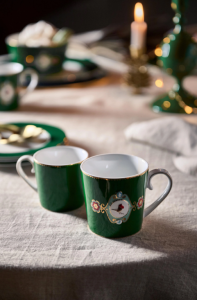 Love Birds Koyu Yeşil Madalyon Desenli Mug 250 ml