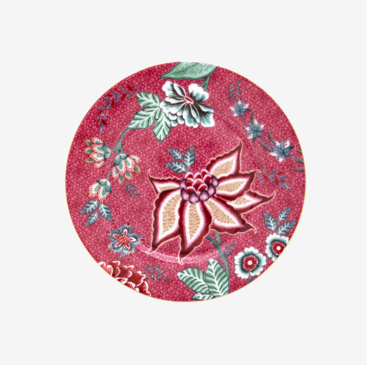 Pip Studio Flower Festival Kırmızı Porselen Pasta Tabağı 17 Cm