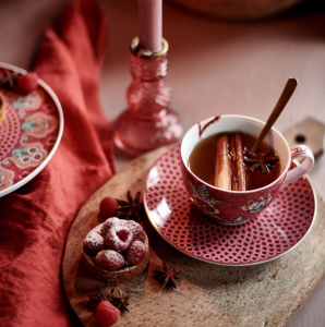 Pip Studio Flower Festival Kırmızı Porselen Çay Fincan Seti 280 Ml