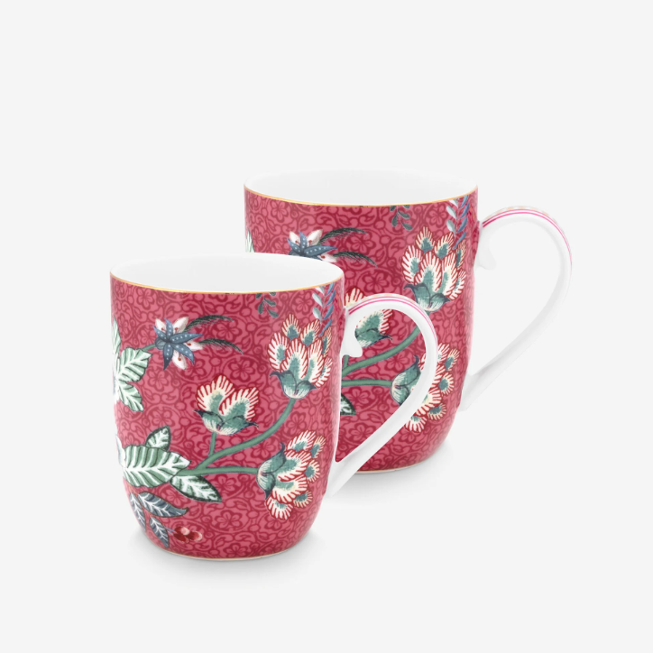 Pip Studio Flower Festival Kırmızı Porselen Kupa Seti 145 Ml