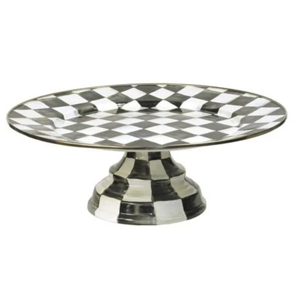 Courtly Check Enamel Pedestal Platter - Large