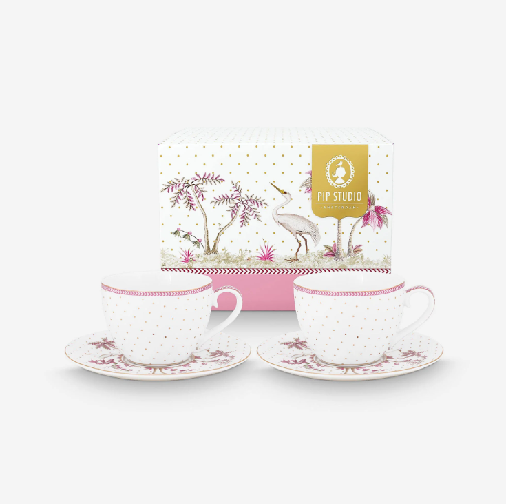 Beyaz Porselen Çay Fincan Seti 280 Ml Jolie Collection by Pip Studio