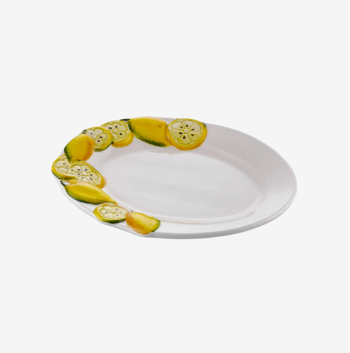Beyaz Seramik Servis Tabağı 22X14 Cm Limoni Collection by Edelweiss Italy